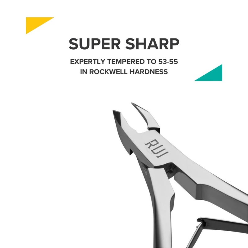 Rui Smiths Ultra-Premium Stainless Steel Cuticle Nippers - Professional Stainless Steel Cuticle Cutters - Japanese Handle, Mirror Finish - 5mm Jaw, Double Spring - Image 3